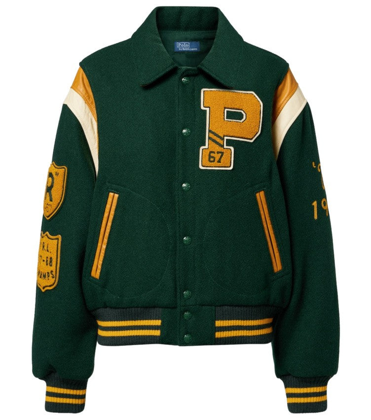 Polo Ralph Lauren Deep Green Wool Blend Varsity Jacket