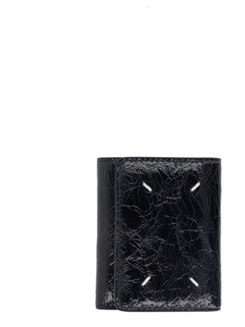 Maison Margiela Four Stitches Glossy Textured Leather Wallet