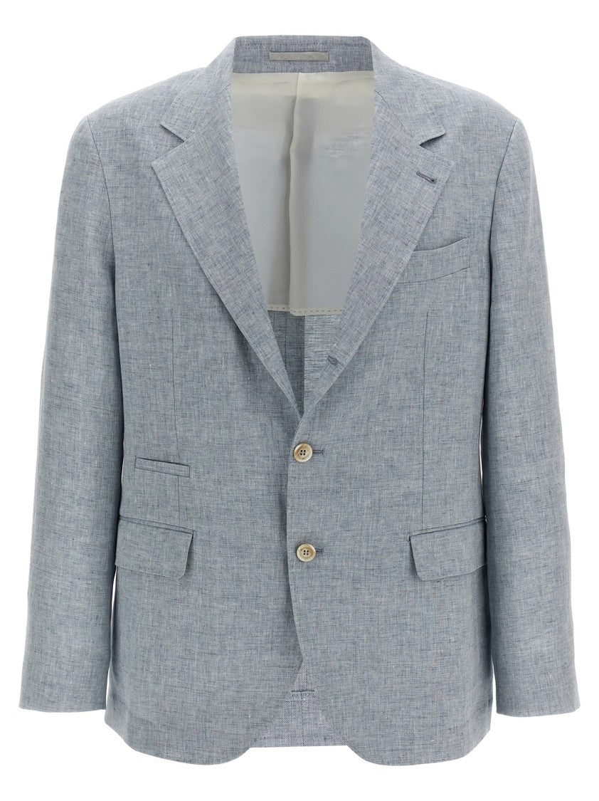 Brunello Cucinelli Deconstructed Single-Breasted Washed Linen Blazer