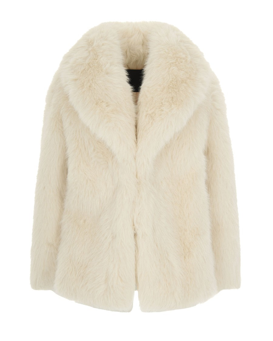 Liu Jo Cream Faux Fur Coat
