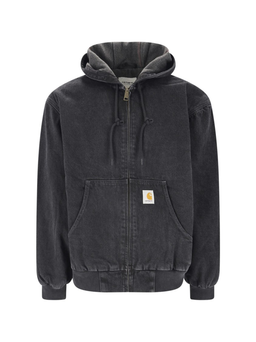 Carhartt Wip Black Og Active Hooded Worn-Look Cotton Jacket