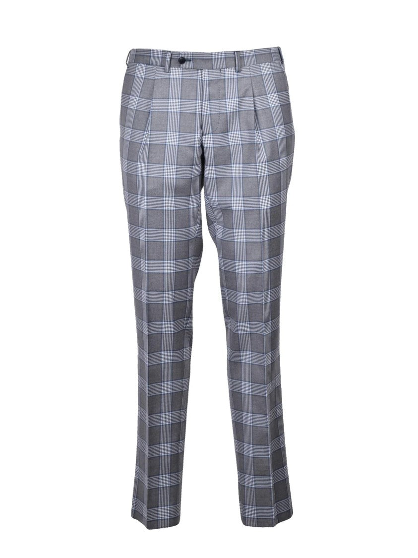 Scuderi Grey Checkered Virgin Wool Tailored Suit