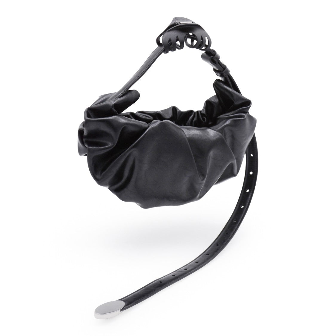 Diesel Gathered Black Hobo Shoulder Bag With Adjustable Handle