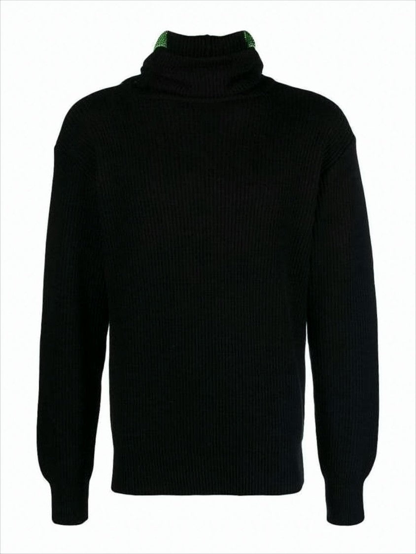 Aries Arise Ribbed Black Knit Turtleneck Sweater