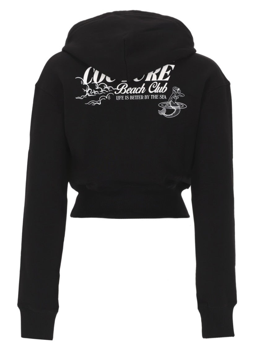 Versace Jeans Couture Couture Cropped Logo Printed Cotton Hoodie