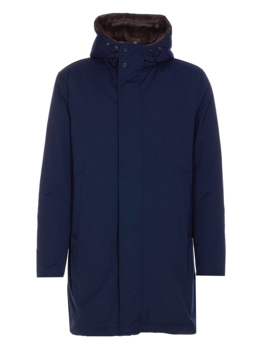 Herno Contemporary Blue Parka Plush Fur-Lined Hood