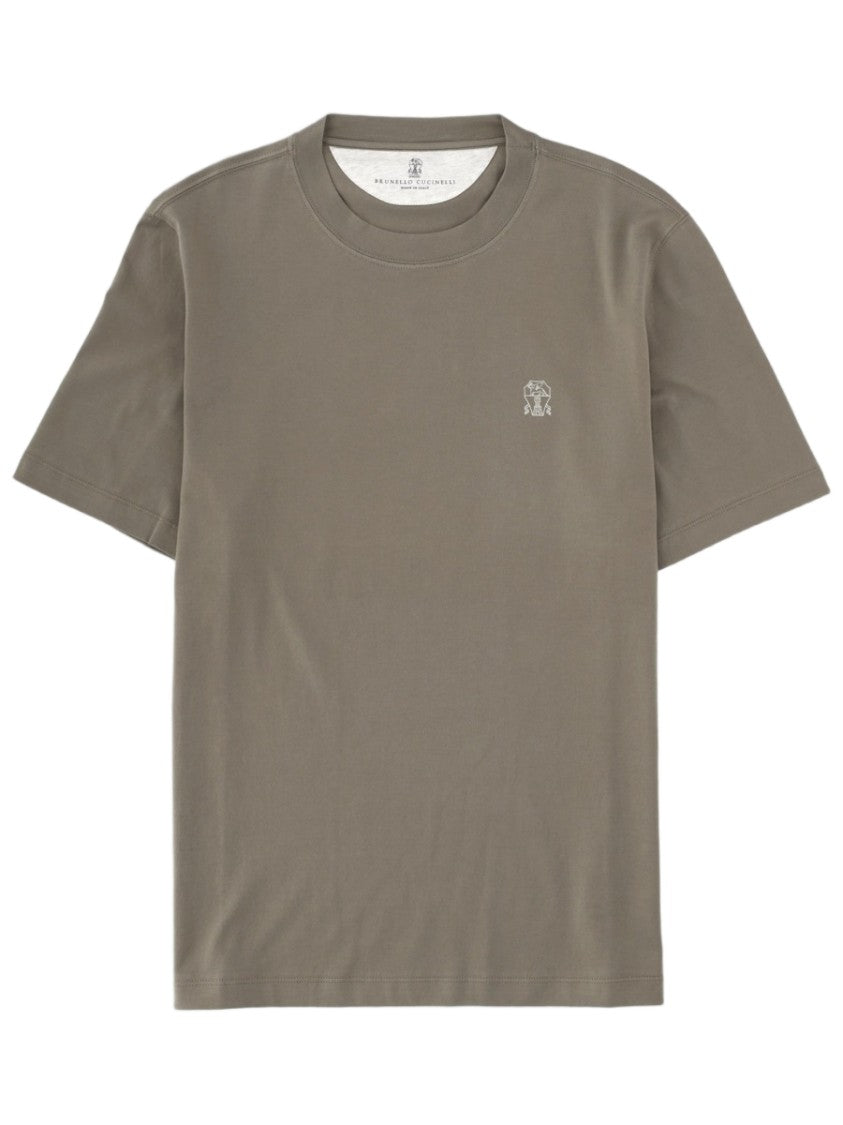 Brunello Cucinelli Brown Logo Cotton T-Shirt