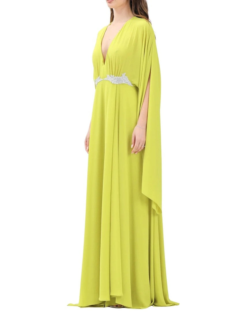 Alma Sanchez Green Angera Polyester Long Dress