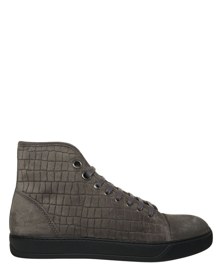 Lanvin Textured High-Top Sneakers In Suede Blend