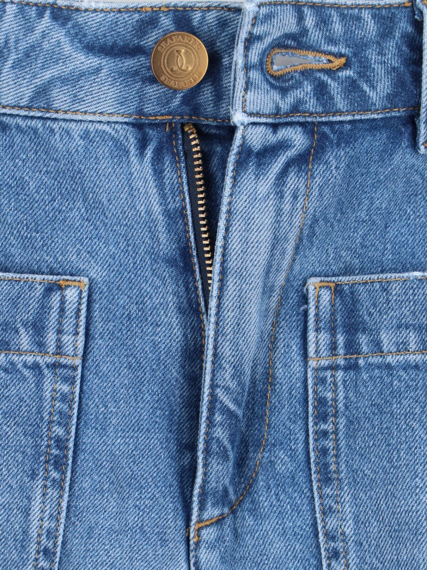 Seafarer Light Blue Denim Janet Shorts With Straight Leg Design