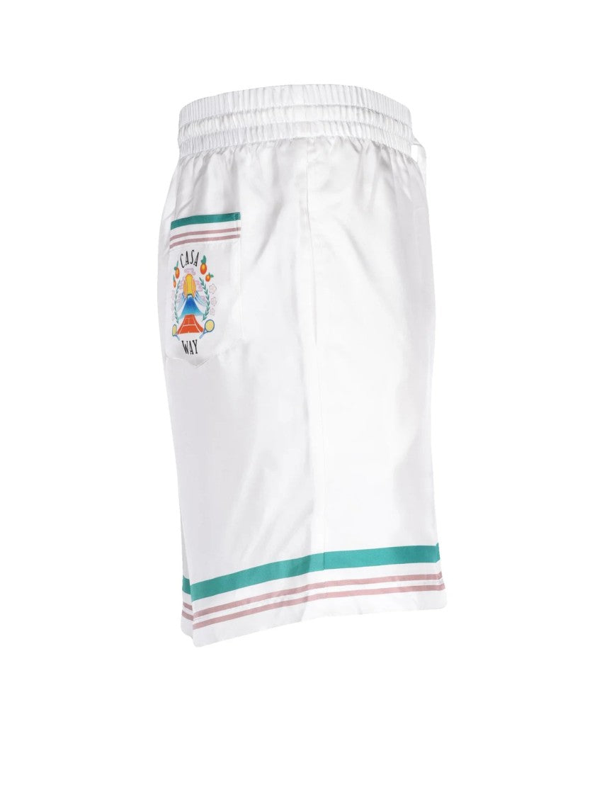 Casablanca Silk Shorts With Teal And Pink Accents