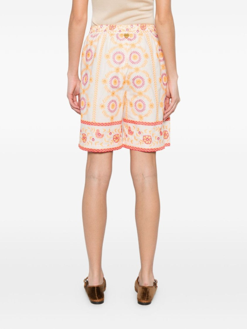Twinset U&B White Floral Embroidered Shorts