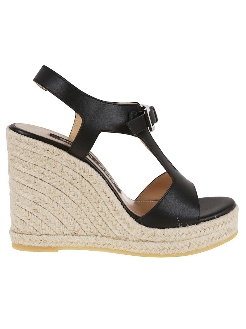 Sergio Rossi Sr Nora Sandals With Distinctive Buckle And Rope Wedge