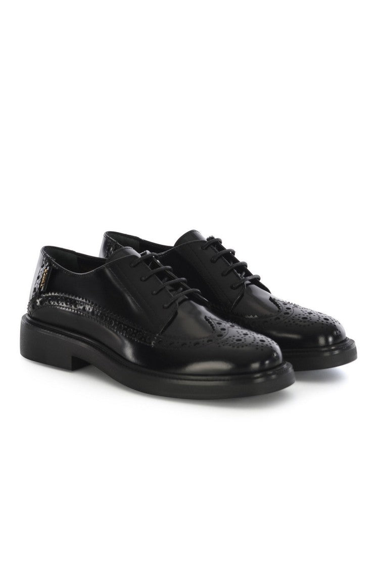 Tod's Black Wingtip Brogue Chunky Sole Leather Brogues