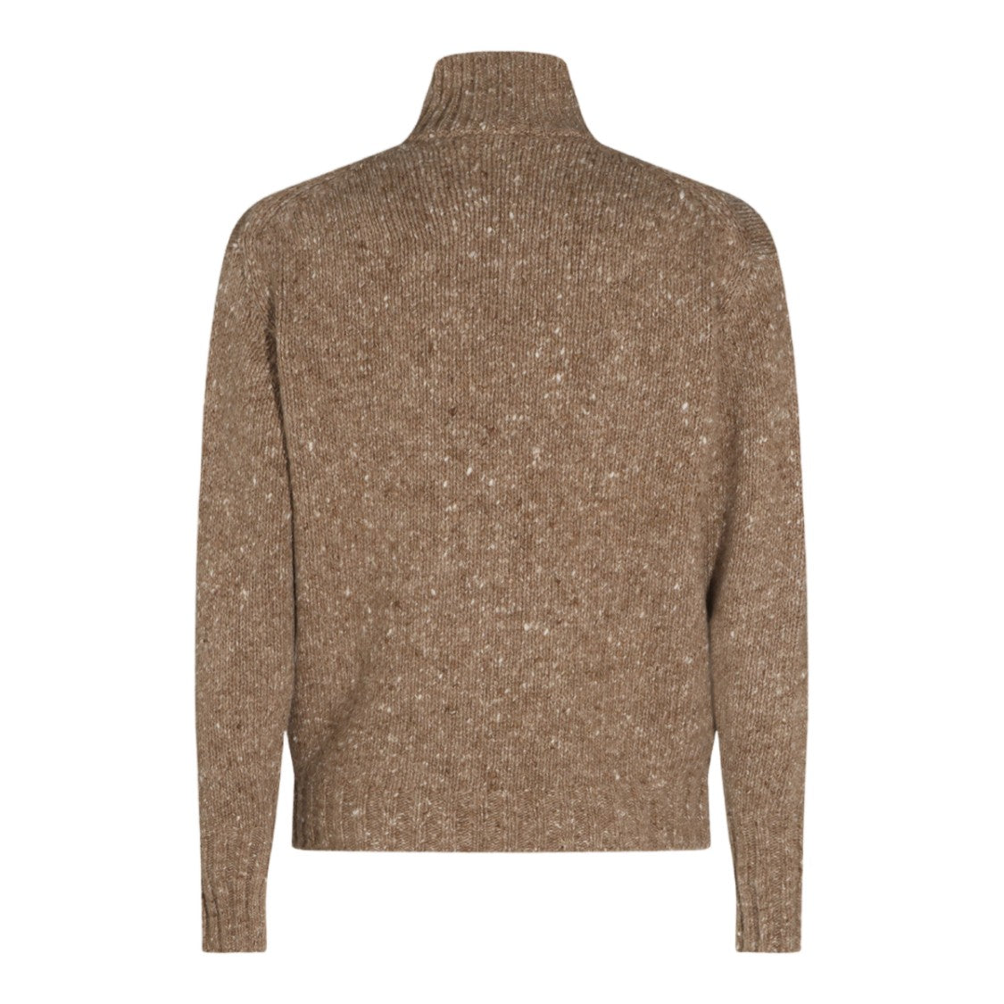 Auralee High Ribbed Collar Zip Textured Knit Sweater