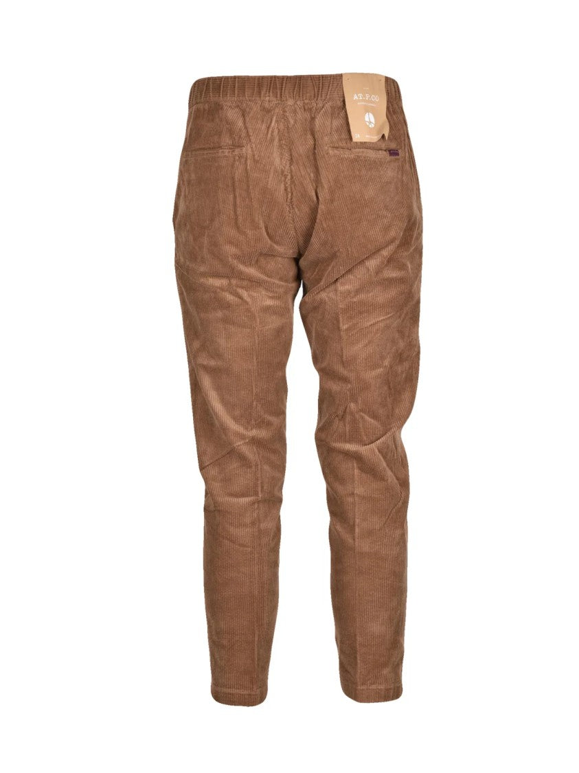 At.P.Co Brown Pleated Corduroy Cotton-Blend Pants