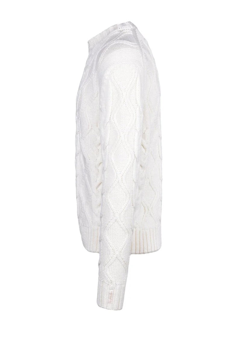 Paul & Shark Cable Knit Sweater Virgin Wool - White