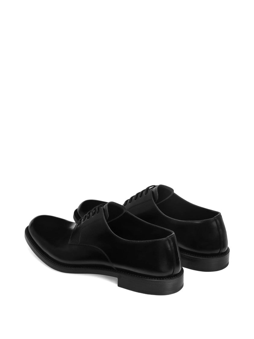 Dolce & Gabbana Sleek Black Polished Leather Derby Shoes