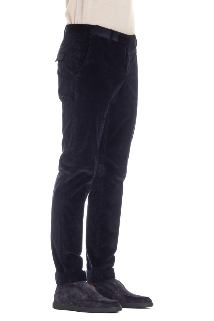 Pt Torino Soft Touch Mille Righe Velvet Master Fit Trousers
