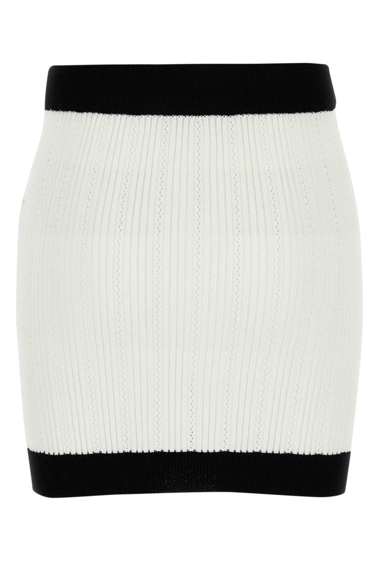 Balmain White Viscose Blend Mini Skirt