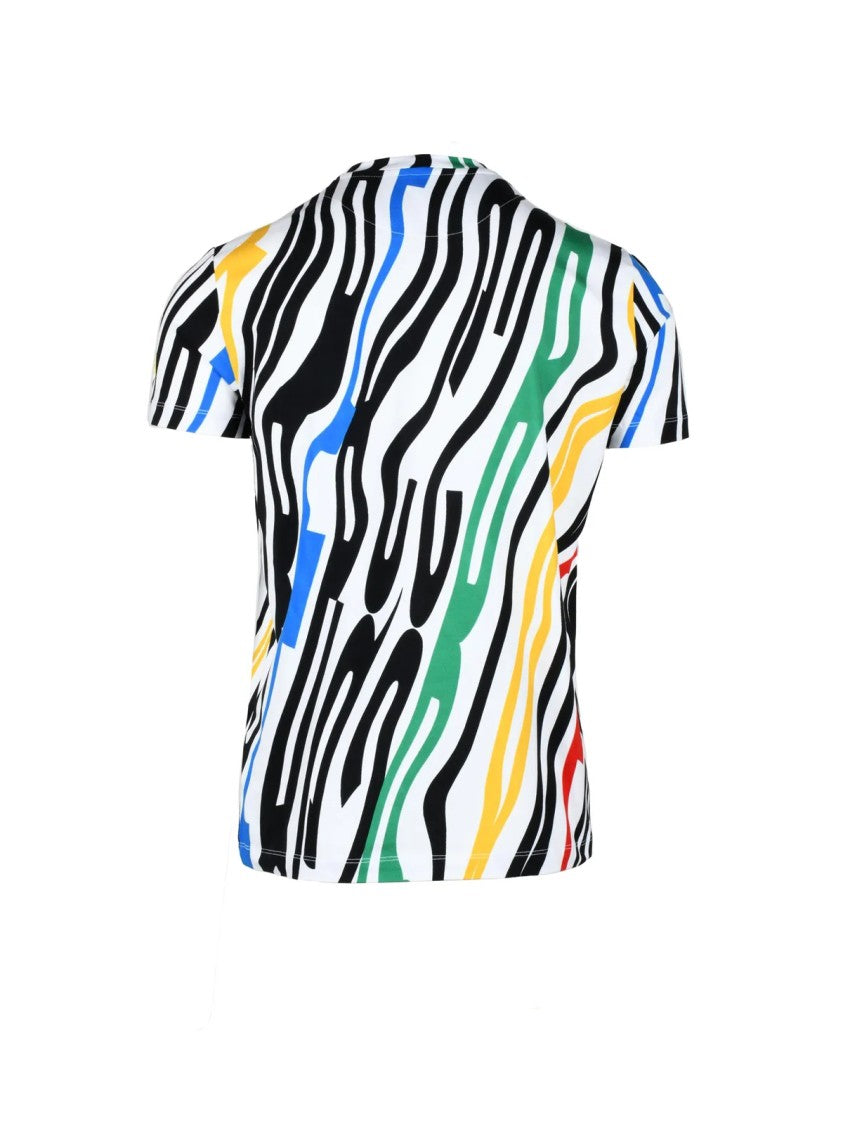 Bikkembergs Multicolor Abstract Stripe Crew Neck T-Shirt