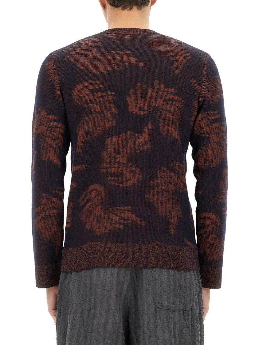 Dries Van Noten Textured Jacquard Knit Sweater With Classic Fit