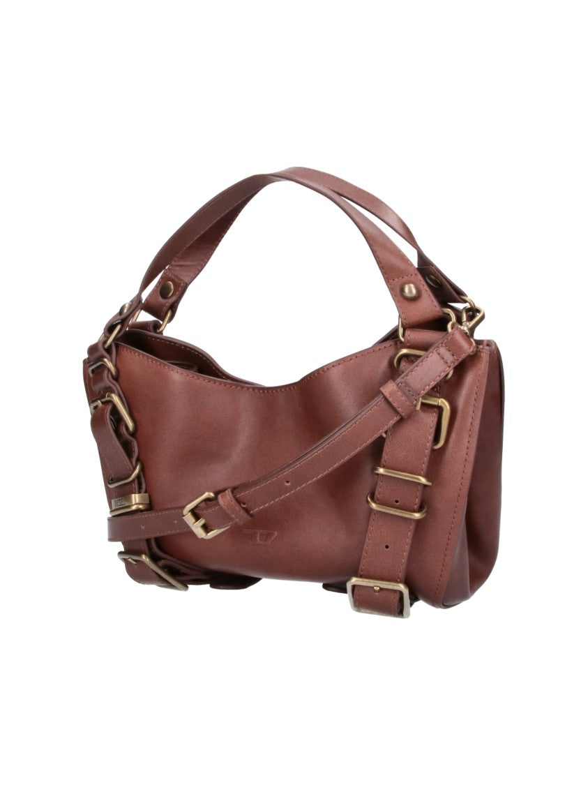 Diesel Small Brown Leather Handbag With Top Handle