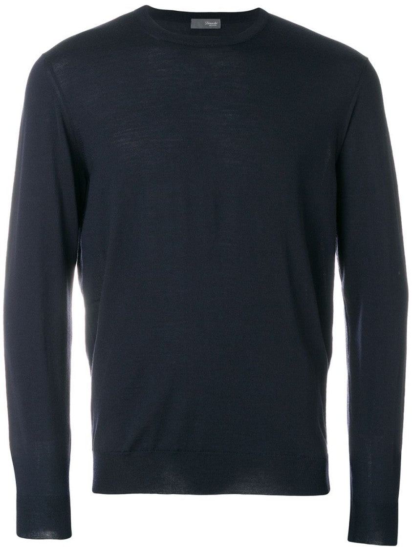 Drumohr Classic Fine-Knit Crew Neck Wool Sweater