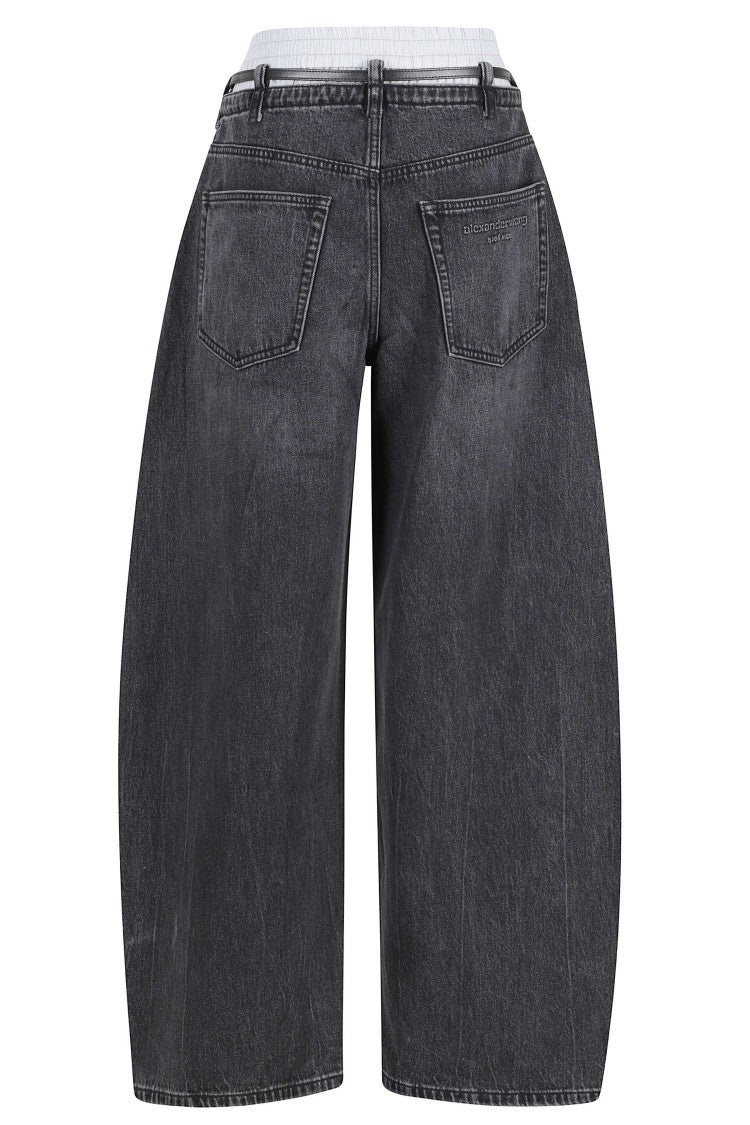 Alexander Wang Gray Prestyle Blow Up Double-Pants Effect Cotton Jeans