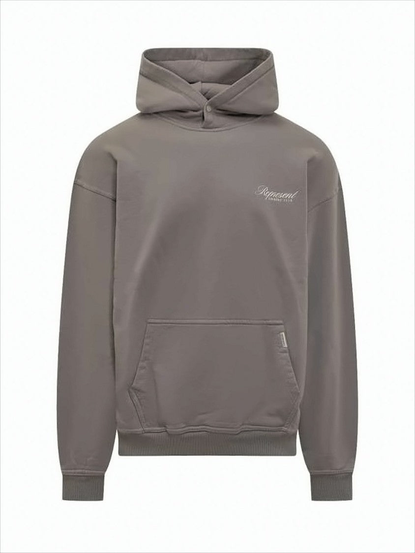 Represent Relaxed Fit Grey Hoodie With Kangaroo Pocket