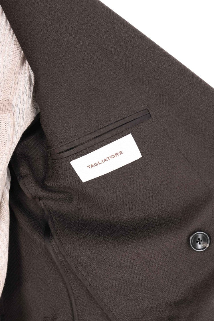 Tagliatore Montecarlo Herringbone Virgin Wool Double-Breasted Blazer