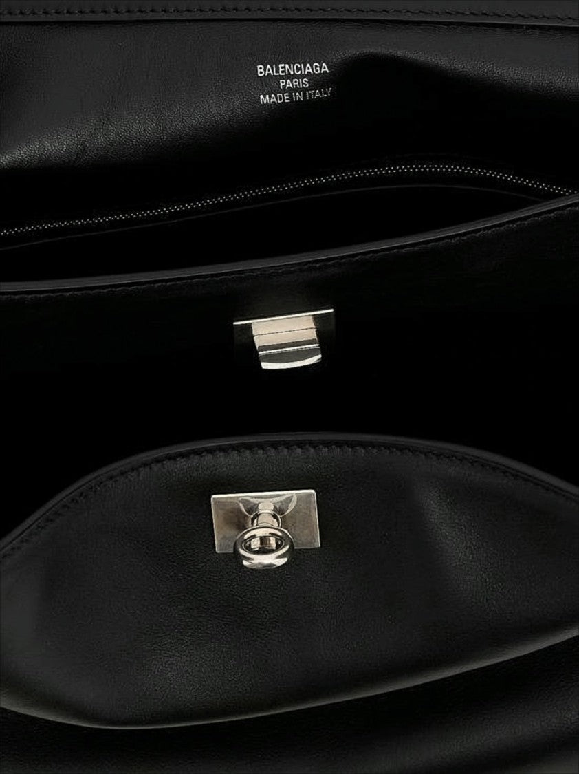 Balenciaga Structured Calf Leather Tote Bag With Silver-Tone Turn-Lock Closure