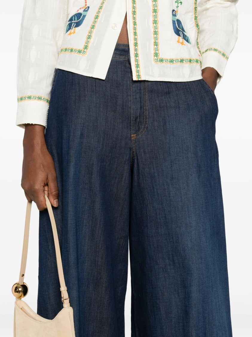 Twin-Set Dark Pantalone Wide-Leg Denim Jeans