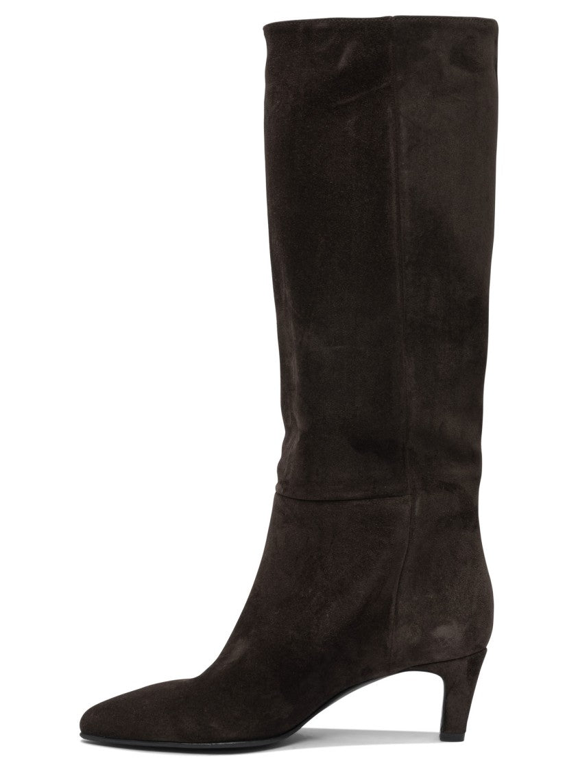 Strategia Knee-High Brown Suede Boots With Pointed Toe