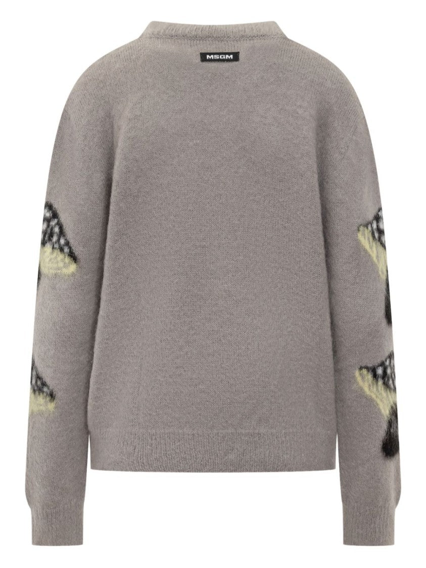 Msgm Soft Knit Sweater With Whimsical Mushroom Motif