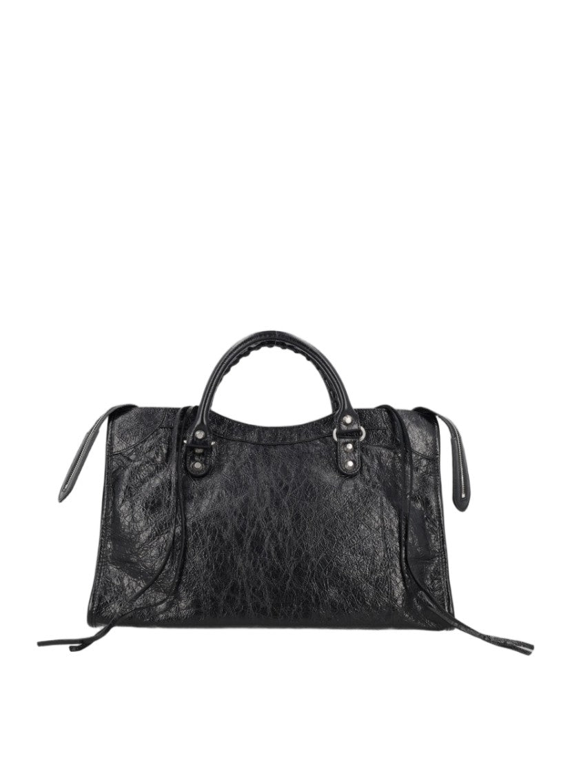 Balenciaga Textured Leather Medium Handbag With Glossy Finish