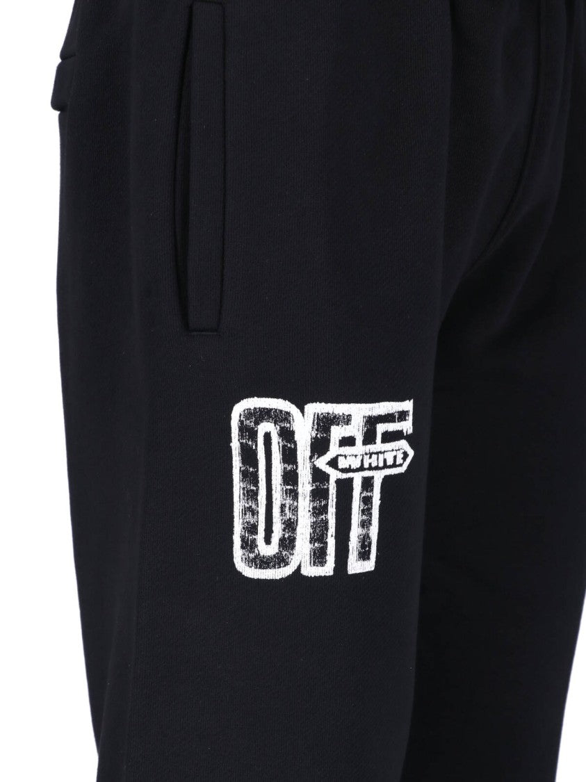 Off-White Black Printed Logo Cotton Sweatpants