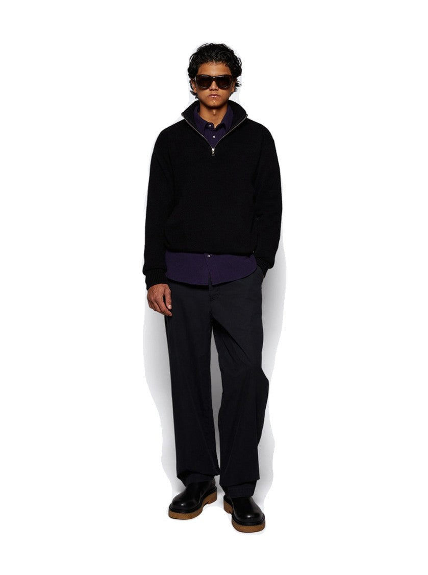 The Elder Statesman Relaxed Half Zip Sweater Black