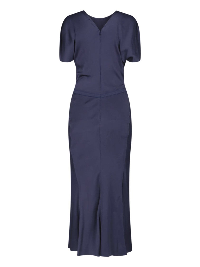 Victoria Beckham Midi-Length Dress With Fitted Waist And Subtle Ruching