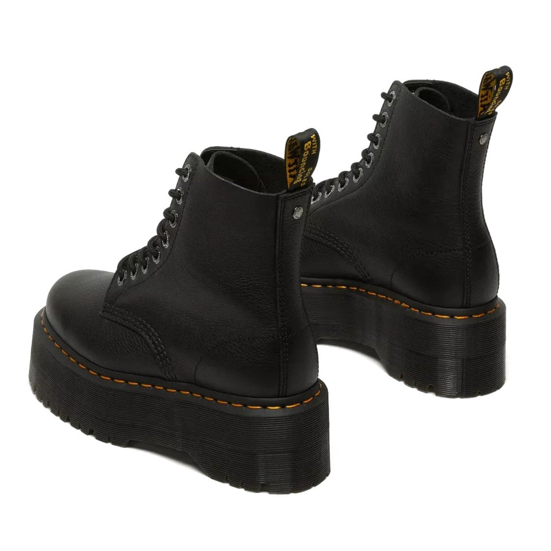Dr. Martens Black 1460 Pascal Max Pisa Chunky Sole Leather Ankle Boots