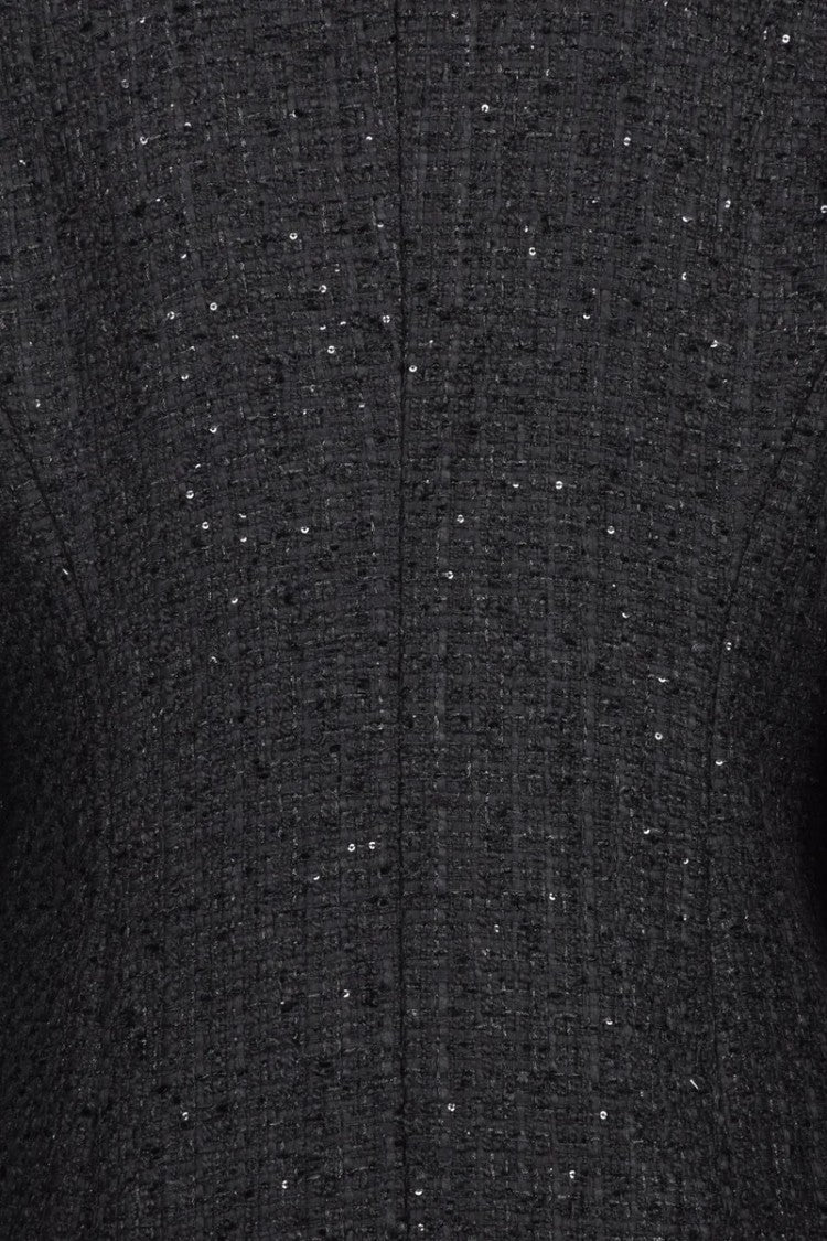 Guess Black Long Polyester Boucle Button Jacket