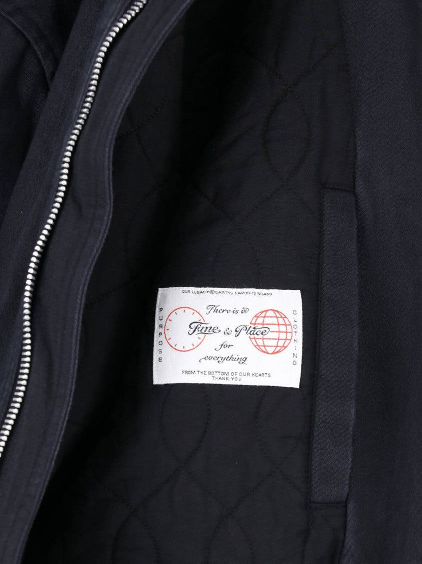 Our Legacy Refined Zip-Up Jacket With Classic Collar In Deep Blue Cotton
