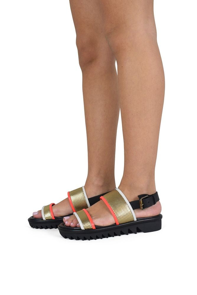 Giuseppe Zanotti Perforated Flat Sandals With Metallic Gold Straps