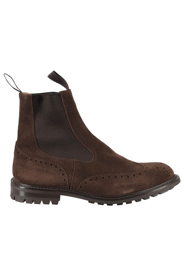 Tricker's Brown Suede Ankle Boot With Elastic Side Panels