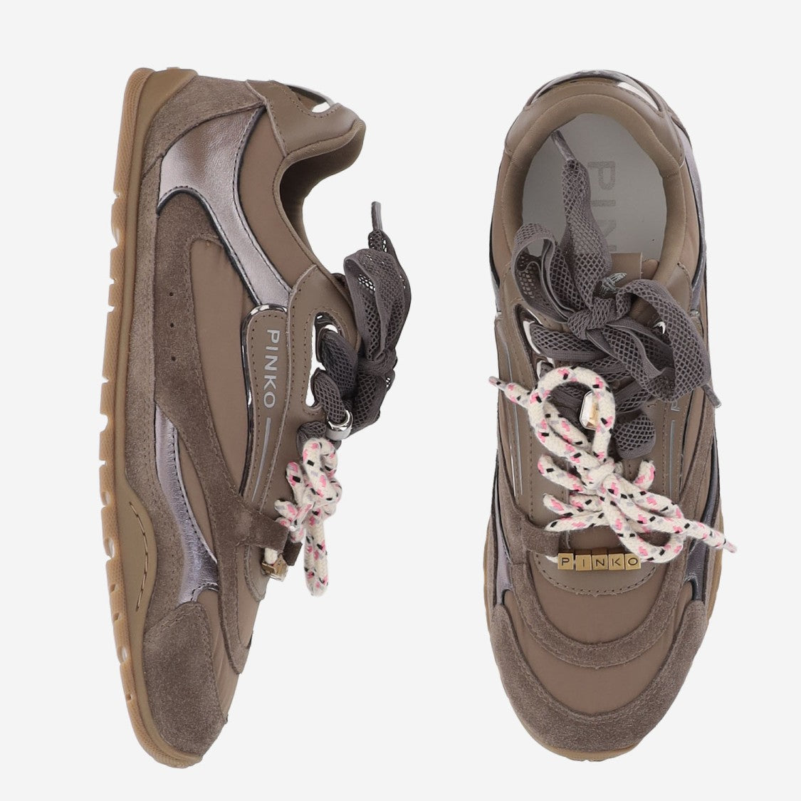 Pinko Structured Brown Sneakers With Contrasting Accents