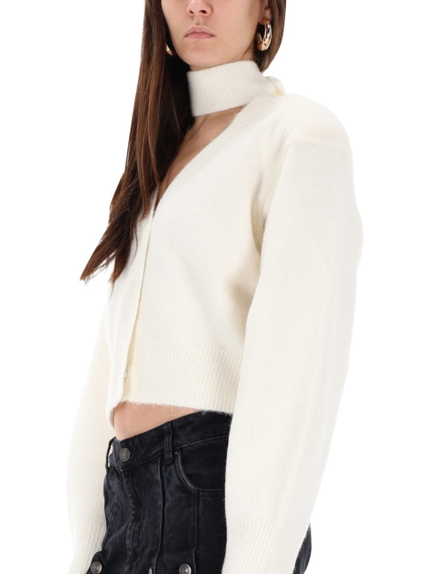 Rotate Birger Christensen Cropped Ivory Sweater