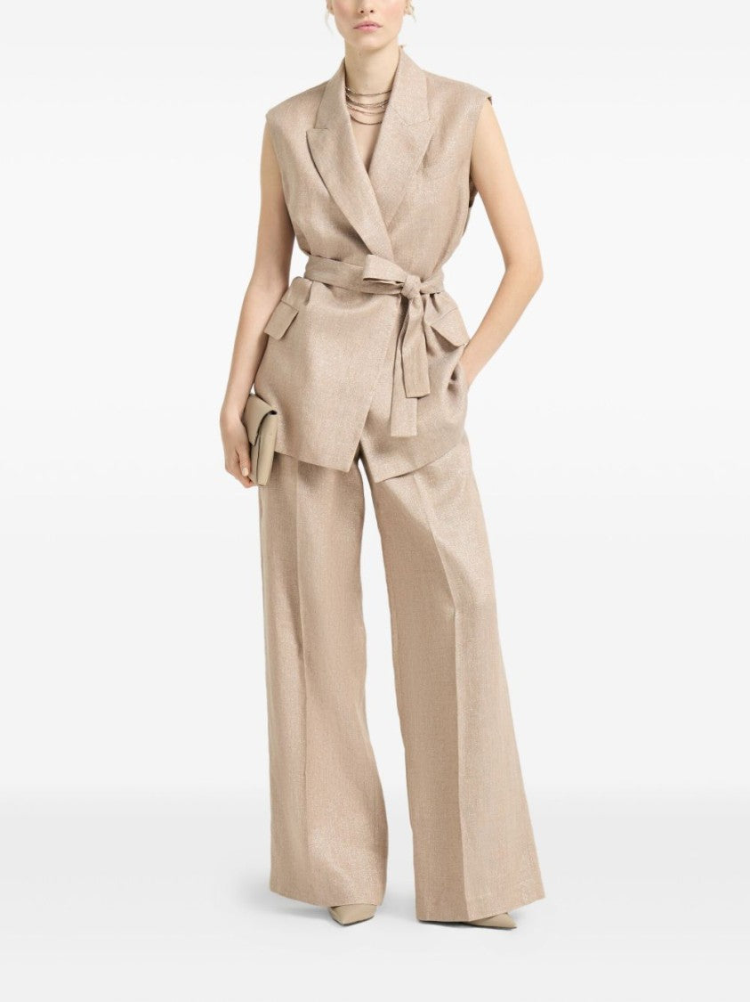 Brunello Cucinelli Sleeveless Tailored Jacket With Self-Tie Belt