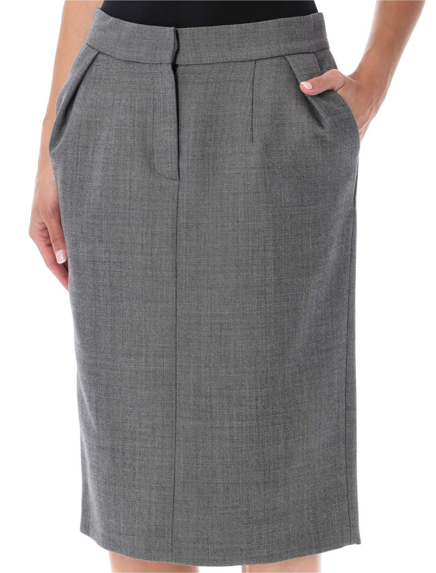 Magda Butrym Tailored Midi Skirt With Structured Waistband And Subtle Pleat