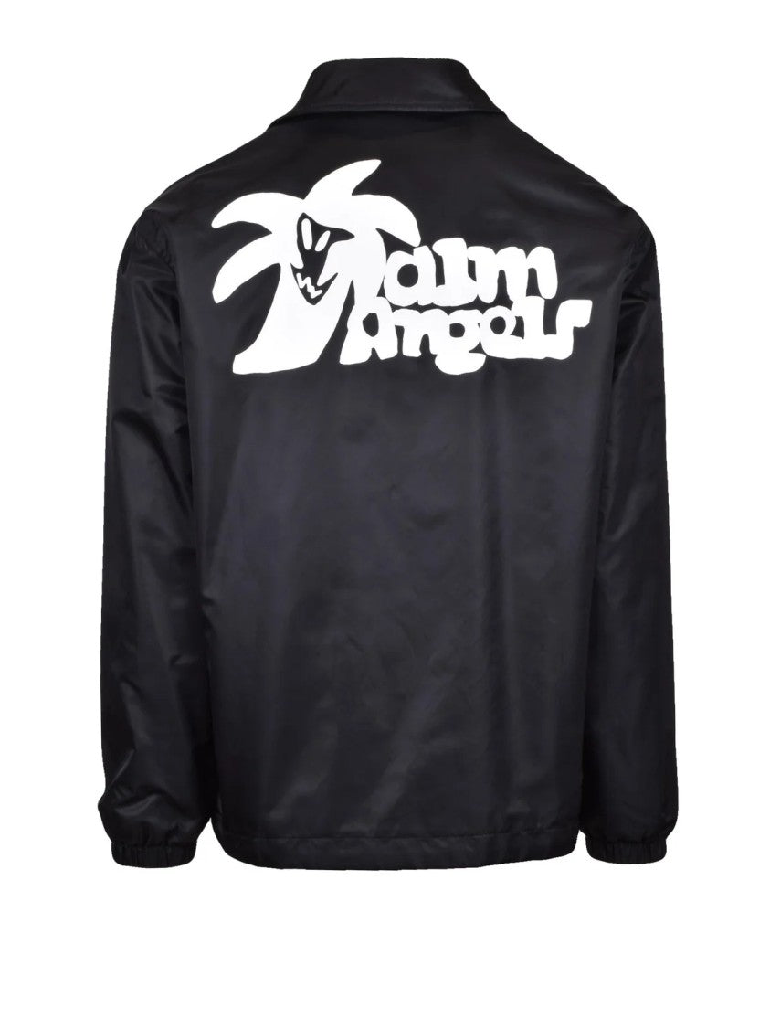 Palm Angels Black Lightweight Snap Closure Nylon Outerwear Jacket