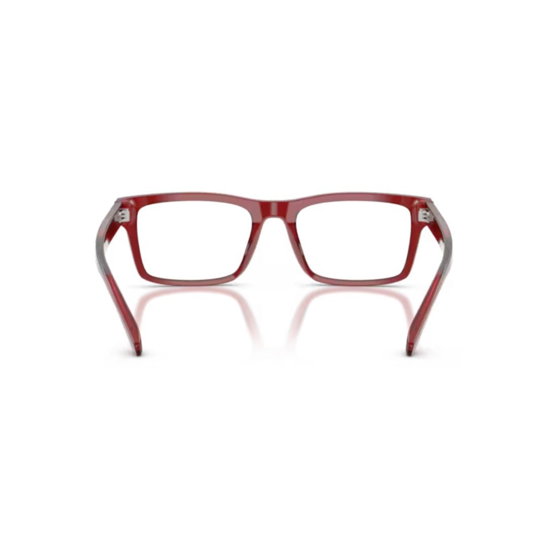Emporio Armani 0Ea3254 Bold Rectangular Frame Sunglasses In Translucent Red Acetate